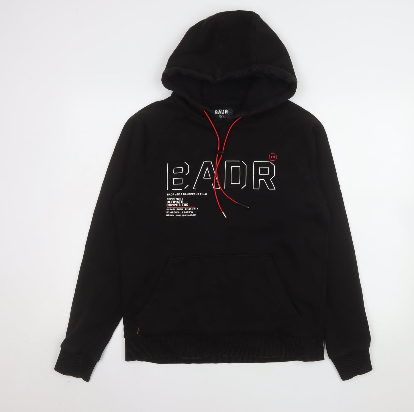 Mens UK Size M BADR Black Pullover Hoodie