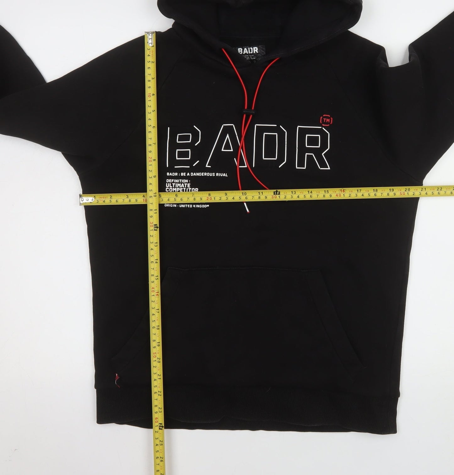 Mens UK Size M BADR Black Pullover Hoodie