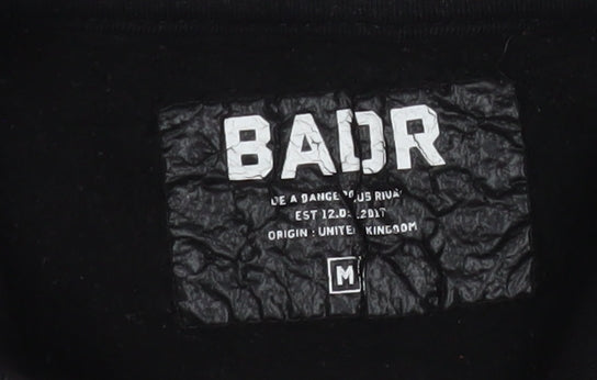 Mens UK Size M BADR Black Pullover Hoodie