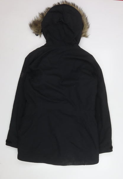 Jack Wolfskin Women's Black Long Waterproof Parka Coat Size 10