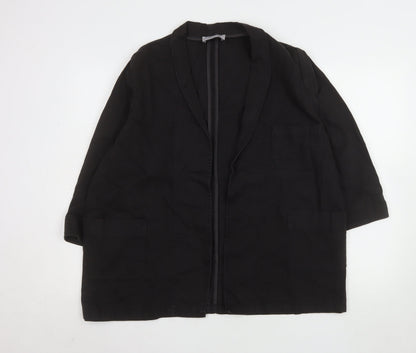 Marks and Spencer Women Black Size 14 Linen Blend Blazer Jacket