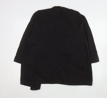 Marks and Spencer Women Black Size 14 Linen Blend Blazer Jacket