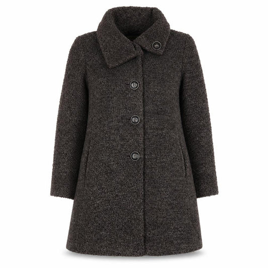 Front view of Kaliko Women Brown Wool Mohair Blend Mid-Length Coat, size 8
