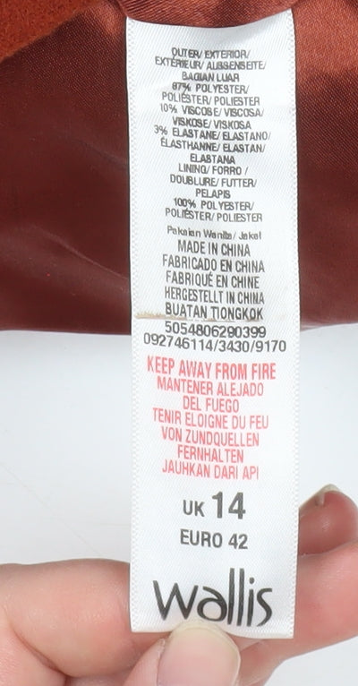 Womens UK Size 14 Wallis Brown Overcoat