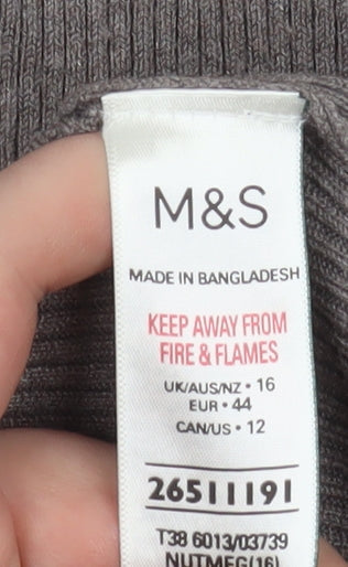 Womens UK Size 16 Marks and Spencer Brown Basic Blouse