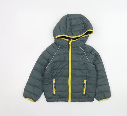 FatFace Boys Green Hooded Puffer Jacket 3-4 Years Nylon Winter Coat