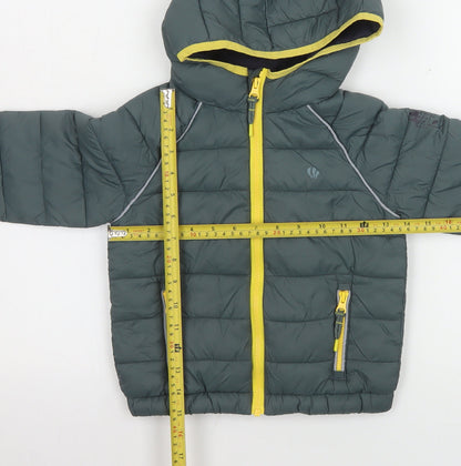 FatFace Boys Green Hooded Puffer Jacket 3-4 Years Nylon Winter Coat