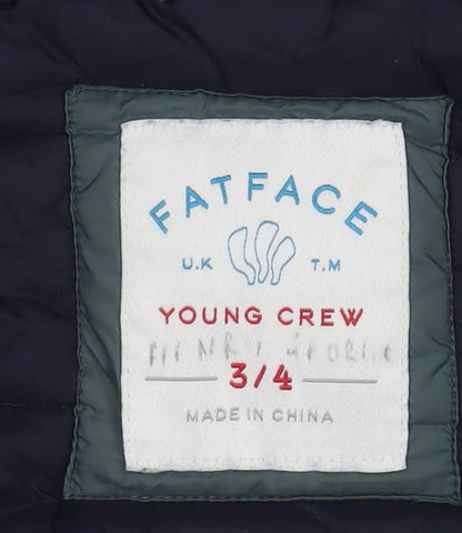 FatFace Boys Green Hooded Puffer Jacket 3-4 Years Nylon Winter Coat