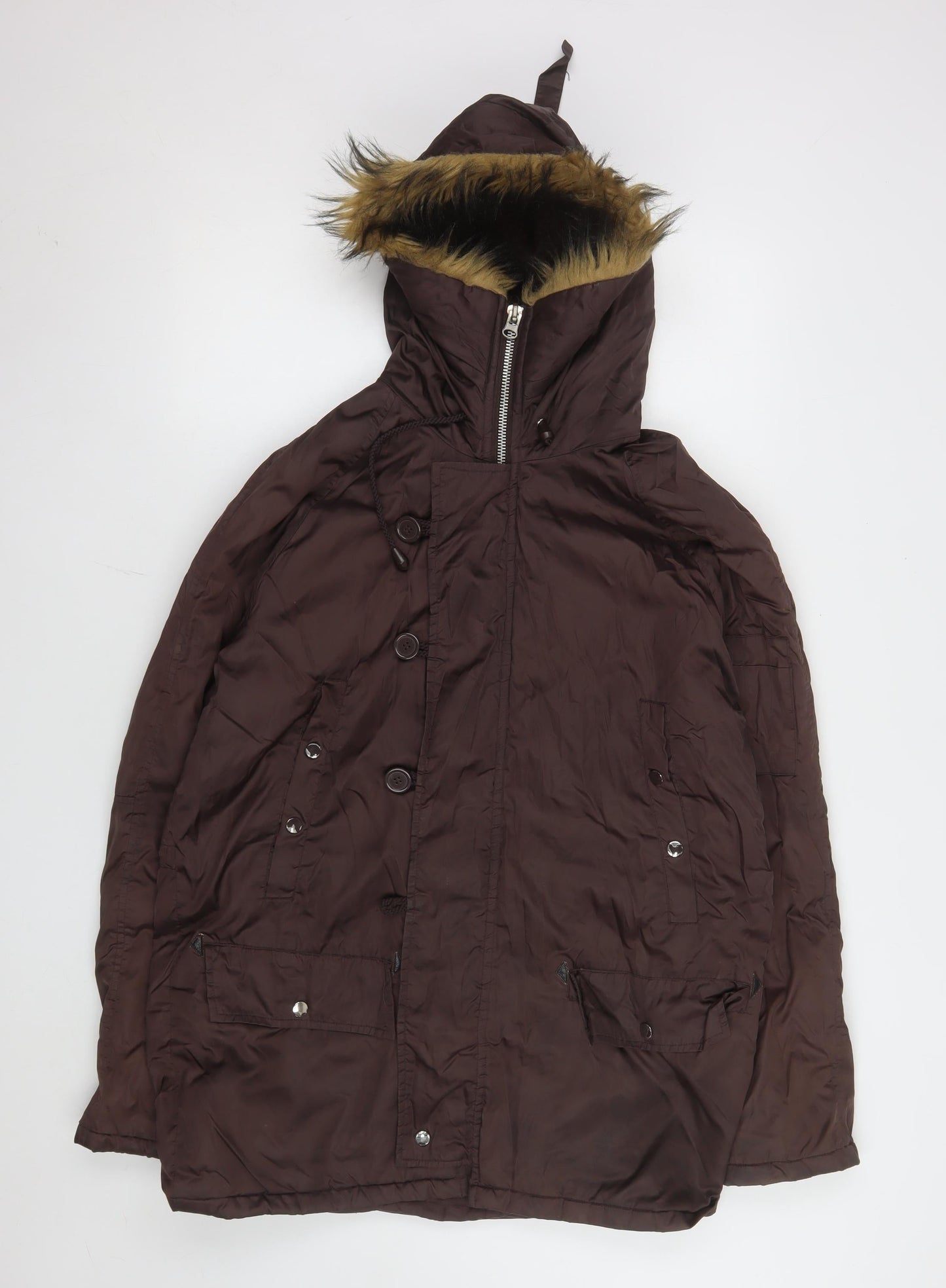 Womens UK Size S Pop England Brown Parka Coat