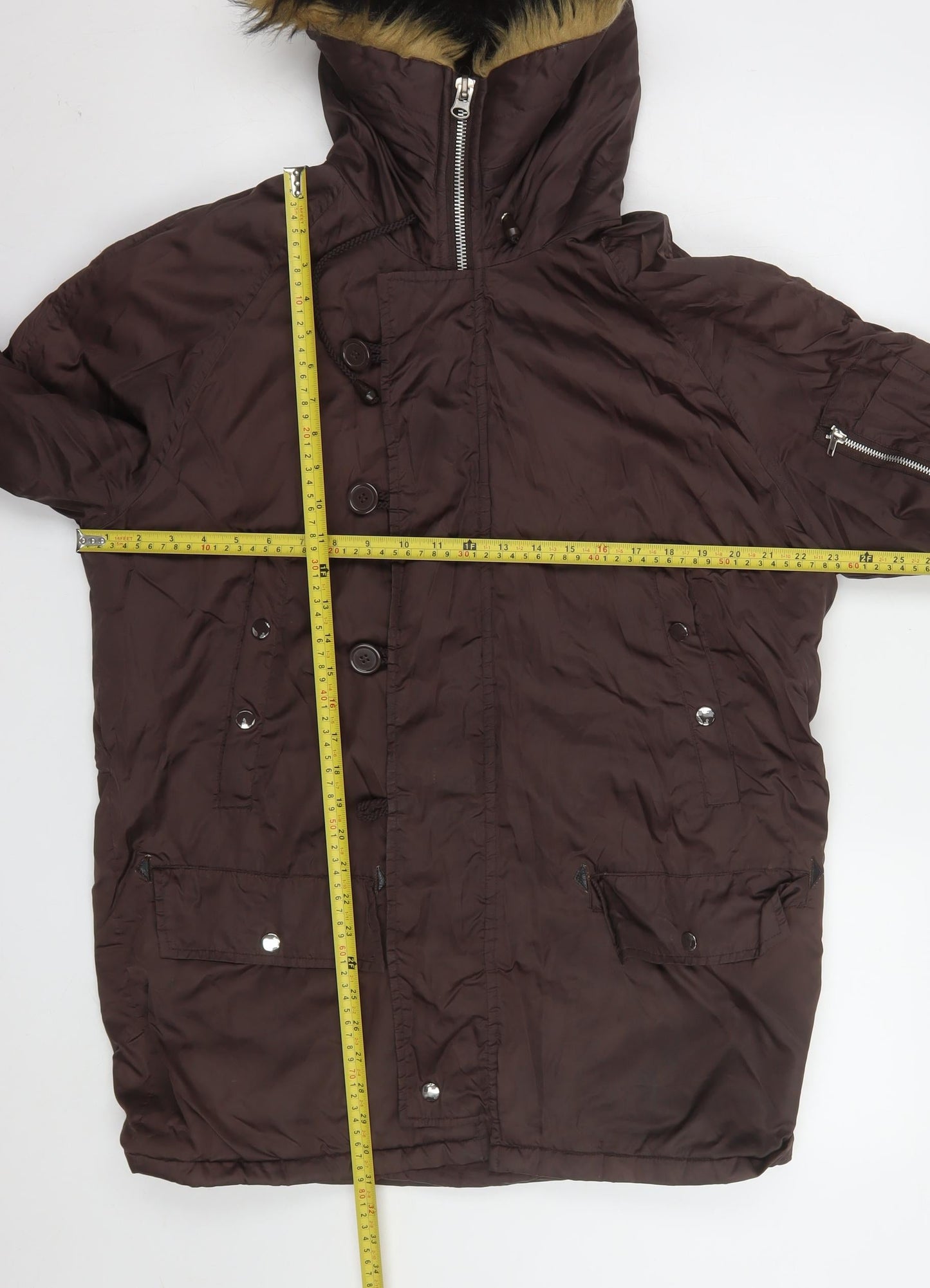 Womens UK Size S Pop England Brown Parka Coat