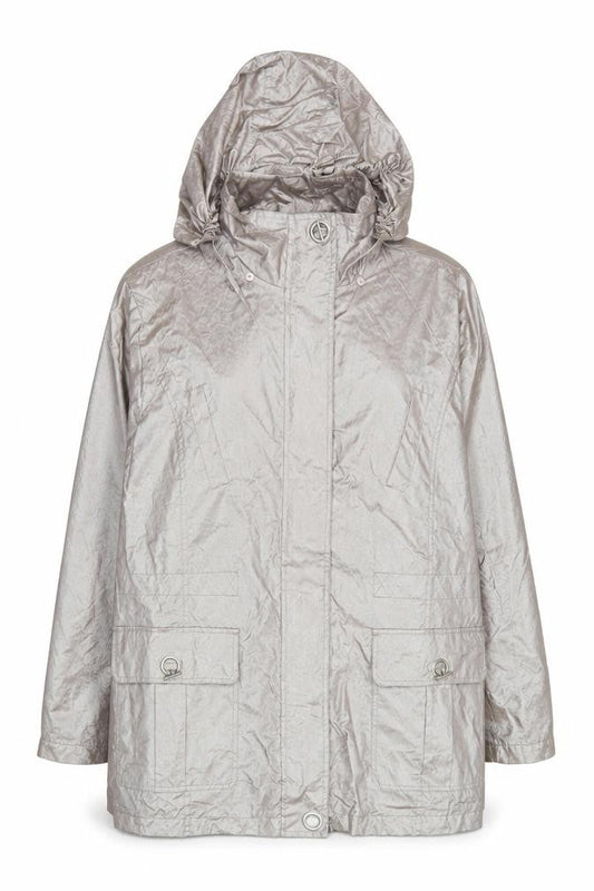 Eliza Gracy Womens Silver Hooded Waterproof Jacket Size 14