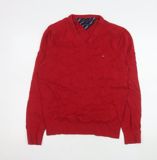 Mens UK Size M Tommy Hilfiger Red Pullover Jumper