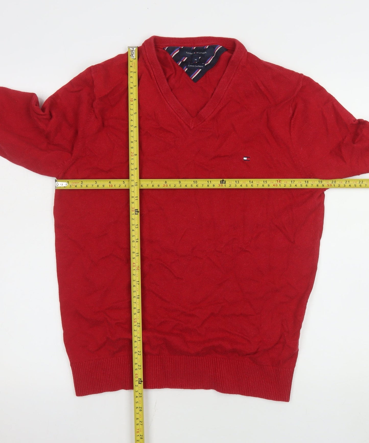 Mens UK Size M Tommy Hilfiger Red Pullover Jumper