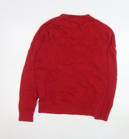 Mens UK Size M Tommy Hilfiger Red Pullover Jumper