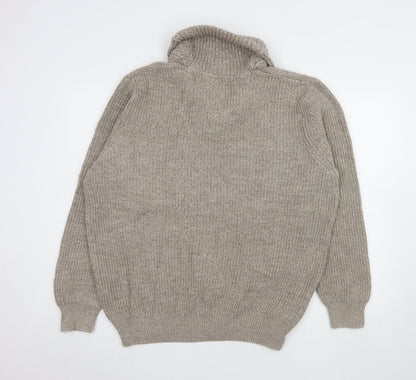 Maine New England Men’s Beige Cotton Henley Jumper L Chunky Knit