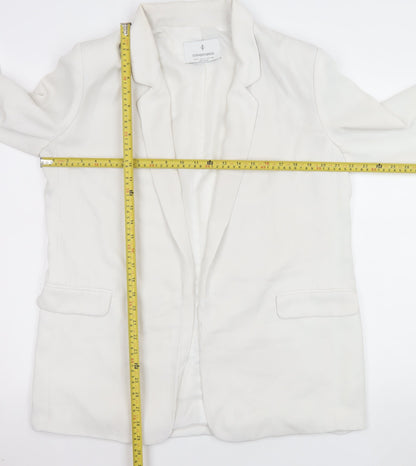 Stradivarius Women White Blazer Size 12 Regular Fit Notch Lapel