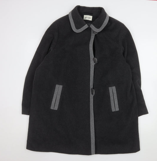 Eastex Women's Black Wool Cashmere Blend Mid-Length Coat Size 16