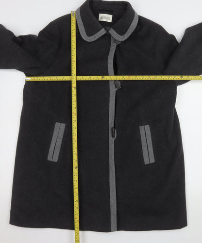 Eastex Women's Black Wool Cashmere Blend Mid-Length Coat Size 16
