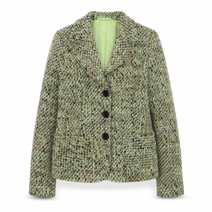 Gerry Weber Women's Green Tweed Wool Blend Blazer Jacket Size 10