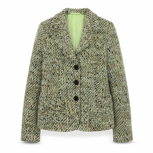 Gerry Weber Women's Green Tweed Wool Blend Blazer Jacket Size 10