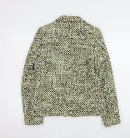 Gerry Weber Women's Green Tweed Wool Blend Blazer Jacket Size 10