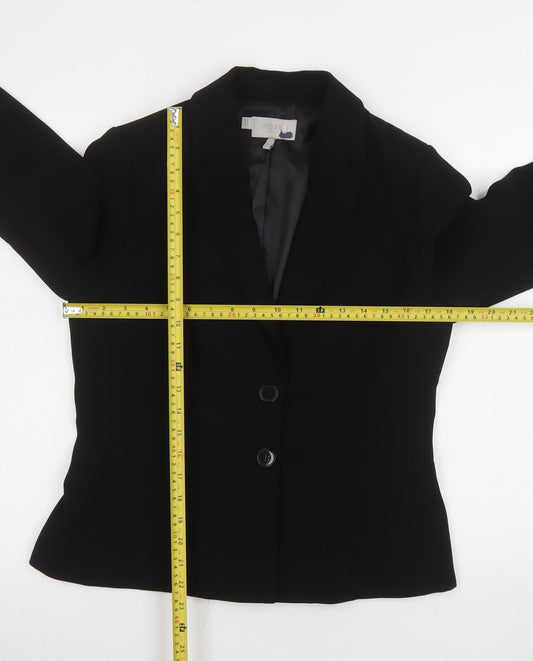 Hobbs Women Black Size 12 Regular Fit Two Button Blazer