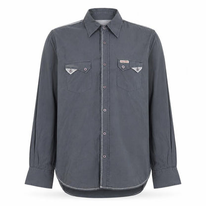 Lewis & Finch Mens Grey Cotton Long Sleeve Button-Up Shirt Size L