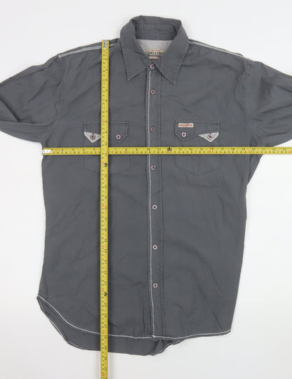 Lewis & Finch Mens Grey Cotton Long Sleeve Button-Up Shirt Size L