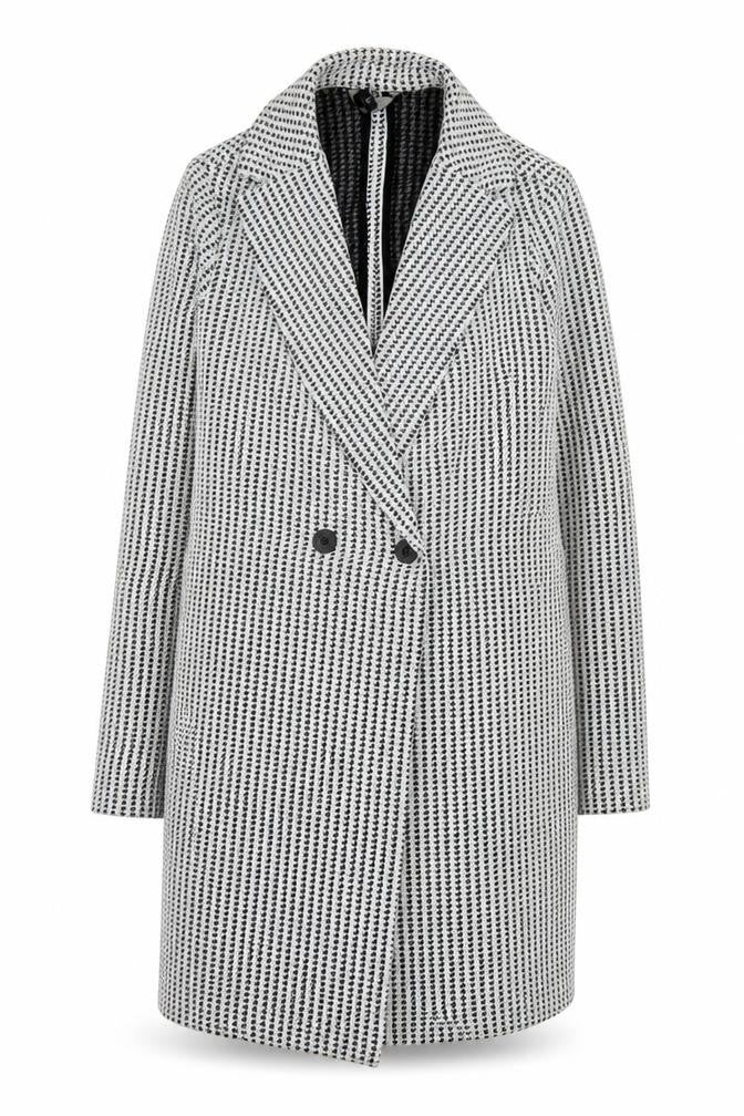 Next Women’s Black Houndstooth Coat Size 10 Classic Mid-Length