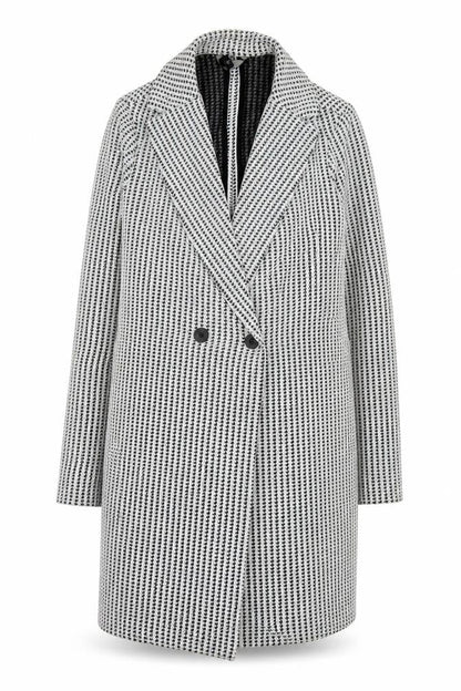 Next Women’s Black Houndstooth Coat Size 10 Classic Mid-Length
