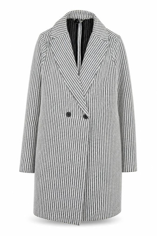 Next Women’s Black Houndstooth Coat Size 10 Classic Mid-Length