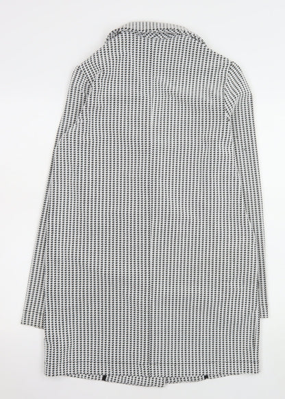 Next Women’s Black Houndstooth Coat Size 10 Classic Mid-Length