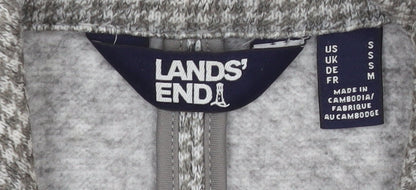 Lands' End Women Grey Houndstooth Single-Breasted Blazer Size S