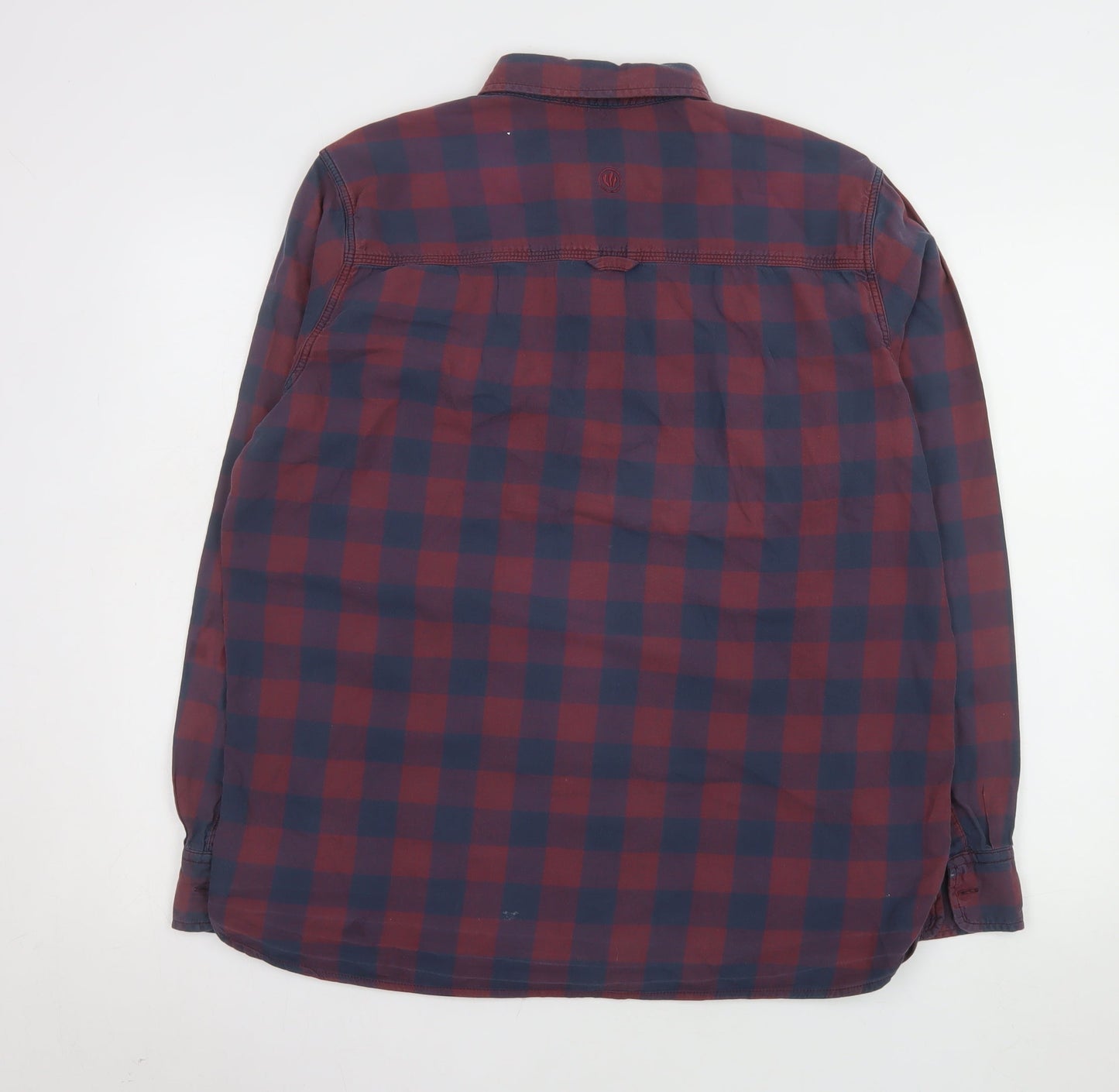 FatFace Men's Red Navy Check Cotton Long Sleeve Button-Up Shirt L
