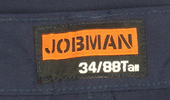 Mens UK Size 34 Jobman Regular Fit Cargo Blue Trousers