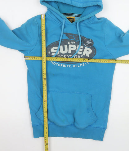 Mens UK Size M Superdry Blue Pullover Hoodie
