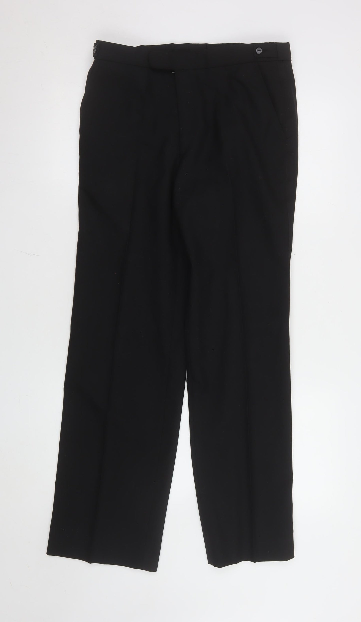 Mens UK Size 32 Marks and Spencer Regular Fit Dress Pants Black Trousers