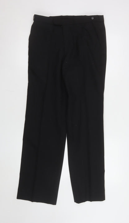Mens UK Size 32 Marks and Spencer Regular Fit Dress Pants Black Trousers