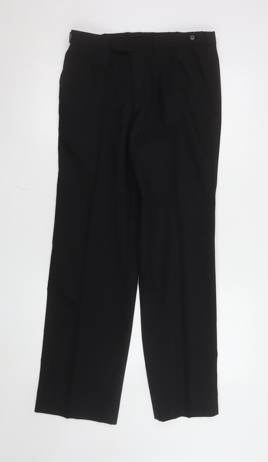 Mens UK Size 32 Marks and Spencer Regular Fit Dress Pants Black Trousers