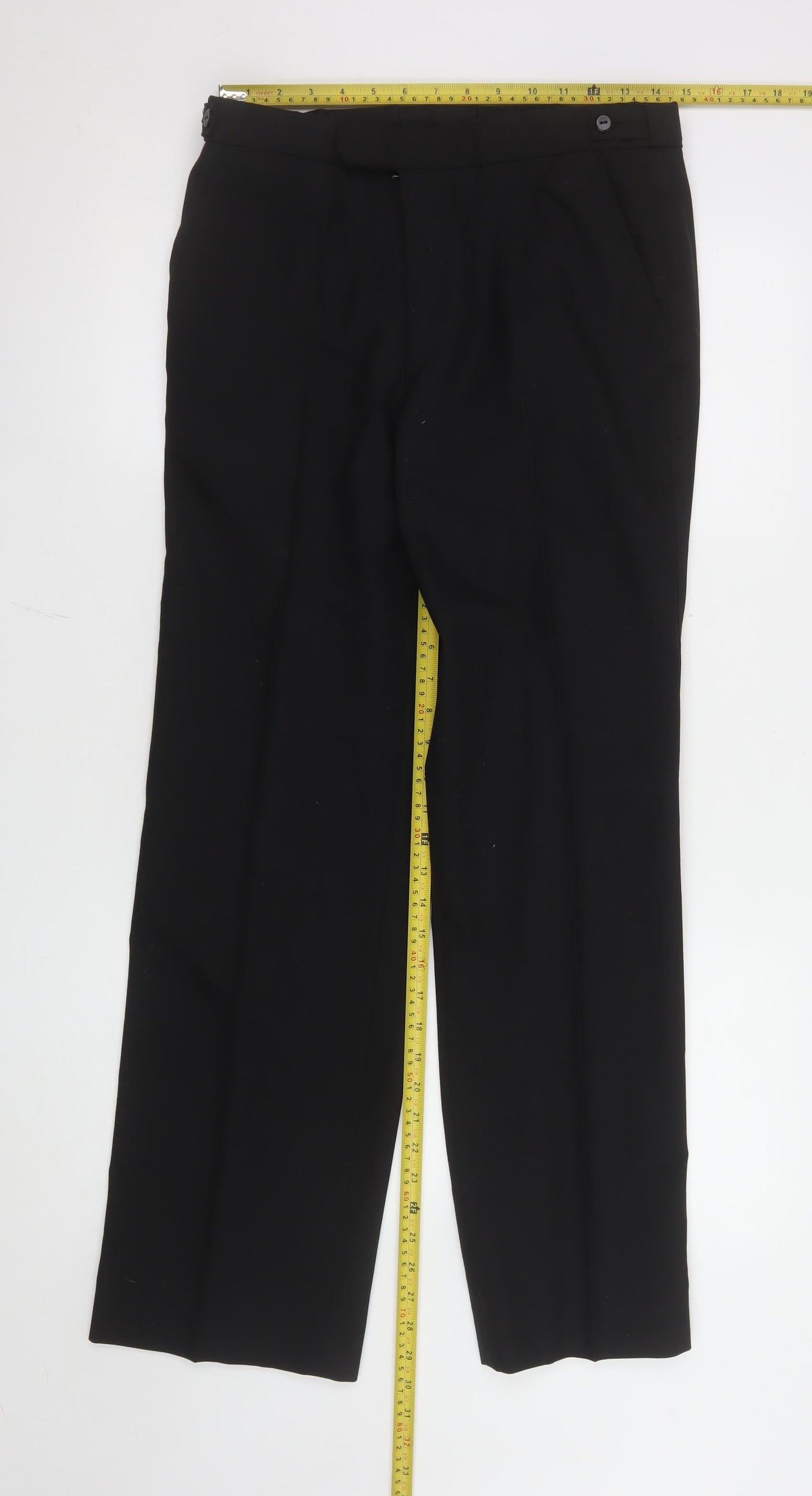 Mens UK Size 32 Marks and Spencer Regular Fit Dress Pants Black Trousers