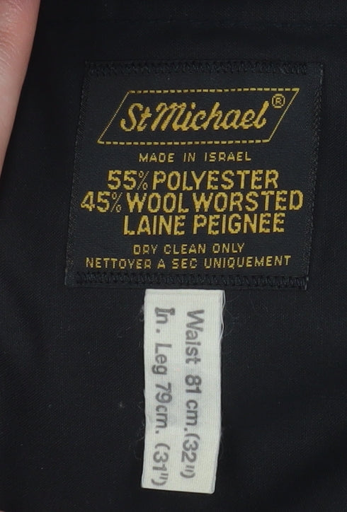Mens UK Size 32 Marks and Spencer Regular Fit Dress Pants Black Trousers