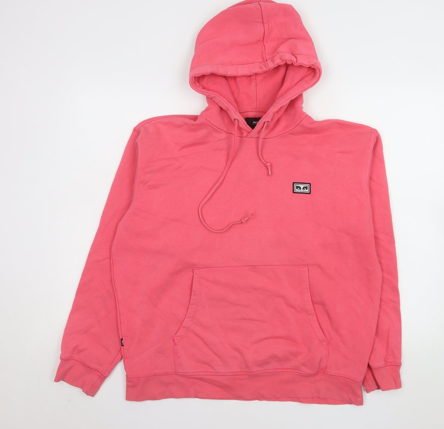 Womens UK Size M OBEY Pink Pullover Hoodie