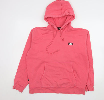 Womens UK Size M OBEY Pink Pullover Hoodie