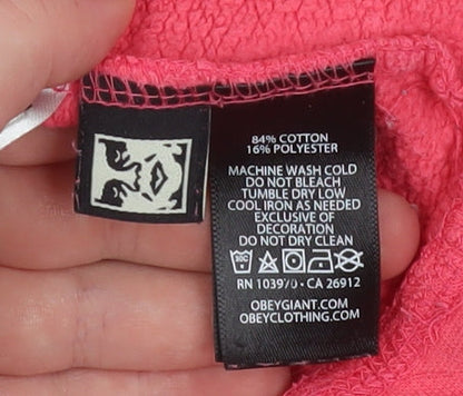 Womens UK Size M OBEY Pink Pullover Hoodie