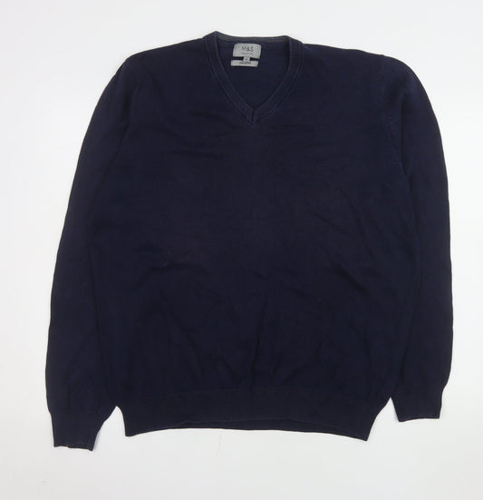 Mens UK Size XL Marks and Spencer Blue Pullover Jumper