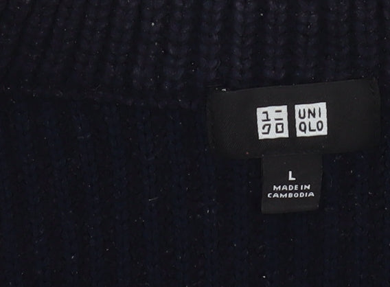 Mens UK Size L Uniqlo Black Henley Sweatshirt
