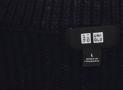 Mens UK Size L Uniqlo Black Henley Sweatshirt