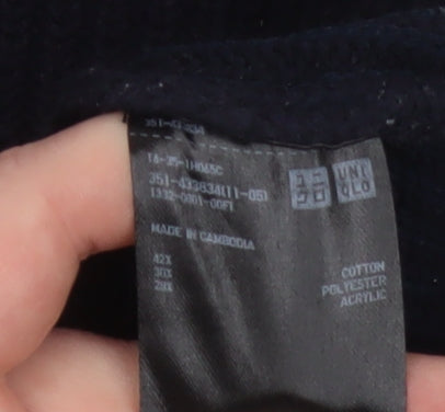 Mens UK Size L Uniqlo Black Henley Sweatshirt
