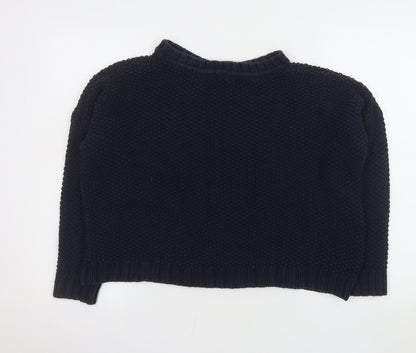 Mango Women Blue Chunky-Knit Crew Neck Long Sleeve Jumper Size 12