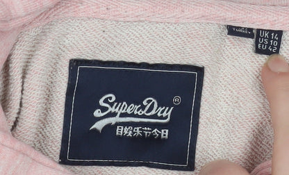 Womens UK Size 14 Superdry Pink Pullover Hoodie